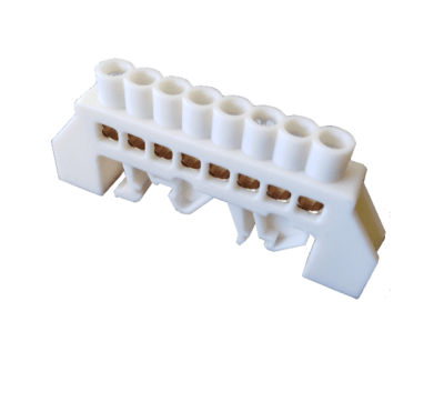 Barra Repartidora Bronce Aislada a Riel DIN (Blanca) - 04 Polos1