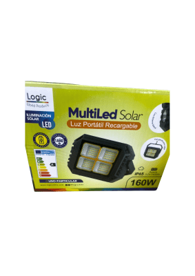 Foco Multiled Solar Portátil Logic 160W | Luz Fría, Cálida y Flash de Emergencia | Carga USB1