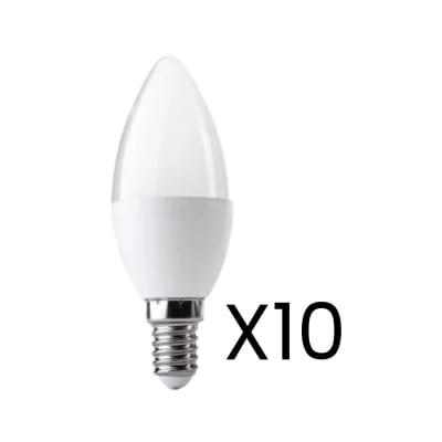 MEGA OFERTA PACK X10 AMPOLLETA VELA LED E14 6W 3000K1