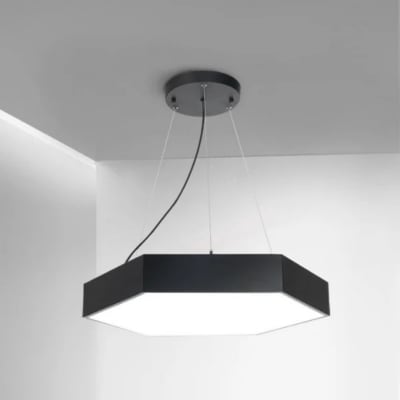 LAMPARA LED MODERNA COLGANTE 36W 600MM NEGRA 6000K MODELO HEXAGONO CERRADO SUDEEP 12 MES1