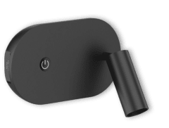 Aplique LED negro con USB y luz de lectura orientable 3W Luz cálida