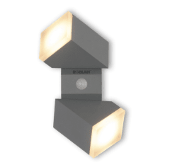 Aplique LED Exterior con Sensor PIR Plateado 2 Focos 12,5W Luz cálida