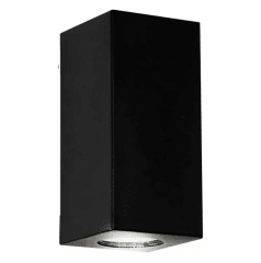 Aplique de Pared LED Rectangular 2 Luces GU10 Negro IP54 Exterior e Interior