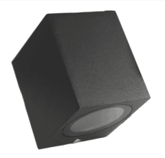 Aplique de Pared Exterior GU10x1 IP65 Negro | Cuadrado de Aluminio