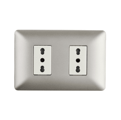 Enchufe Doble Bipaso Champagne 10A/16A 250V Café