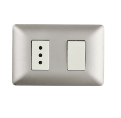 Interruptor Simple + Enchufe Simple Champagne 10A/16A 250V (9/12)