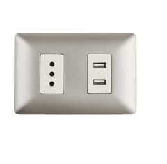 Enchufe Simple + Toma USB Stanford Champagne 10A/16A 250V