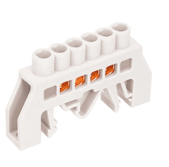 Barra Repartidora Bronce Aislada a Riel DIN (Blanca) - 06 Polos