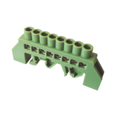 Barra Repartidora Bronce Aislada a Riel DIN (Verde / Tierra) - 04 Polos