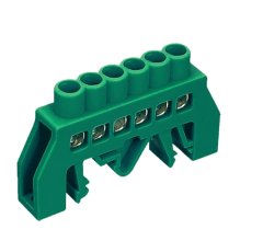 Barra de Conexión Aislada a Riel DIN (Verde / Tierra) - 06 Polos