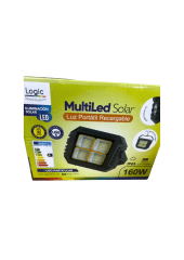 Foco Multiled Solar Portátil Logic 160W | Luz Fría, Cálida y Flash de Emergencia | Carga USB