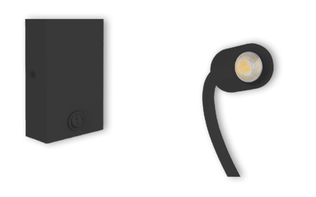 Aplique LED de Lectura Orientable con Interruptor 3W 3000K Luz Cálida – Negro | Modelo Skrypt2