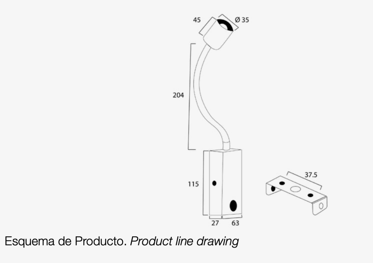 Aplique LED de Lectura Orientable con Interruptor 3W 3000K Luz Cálida – Negro | Modelo Skrypt4