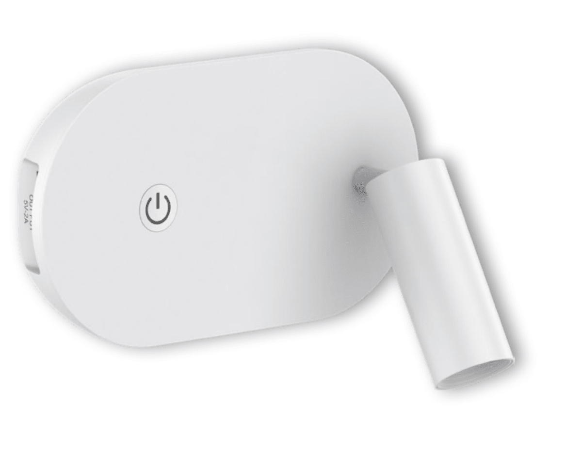 Aplique LED blanco con USB y luz de lectura orientable 3W Luz cálida 0