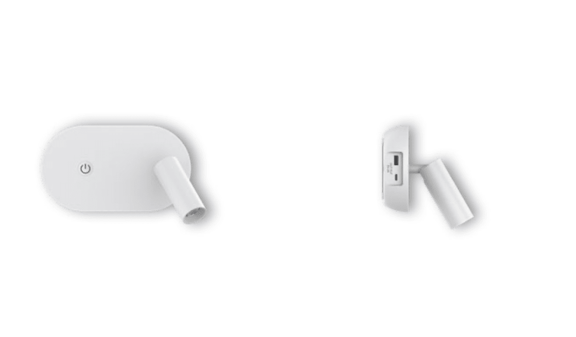 Aplique LED blanco con USB y luz de lectura orientable 3W Luz cálida2