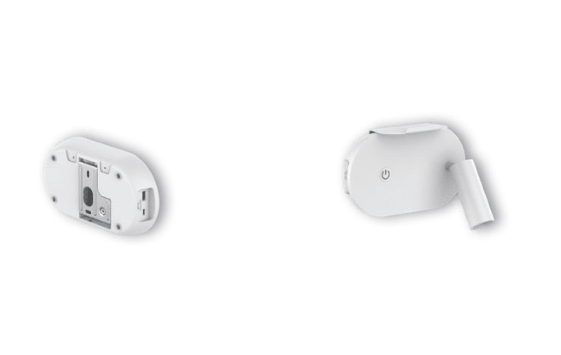 Aplique LED blanco con USB y luz de lectura orientable 3W Luz cálida3