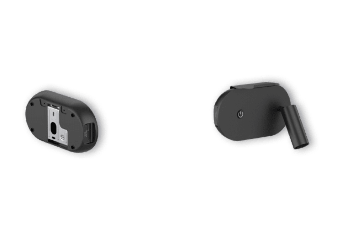 Aplique LED negro con USB y luz de lectura orientable 3W Luz cálida3