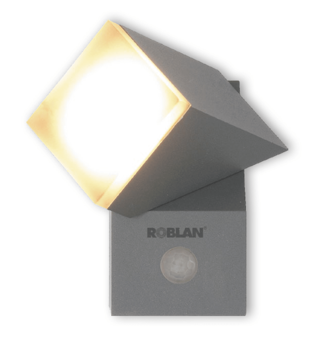 Aplique LED Exterior Plateado 8W con Sensor de Movimiento PIR – IP54 | Luz Cálida 0