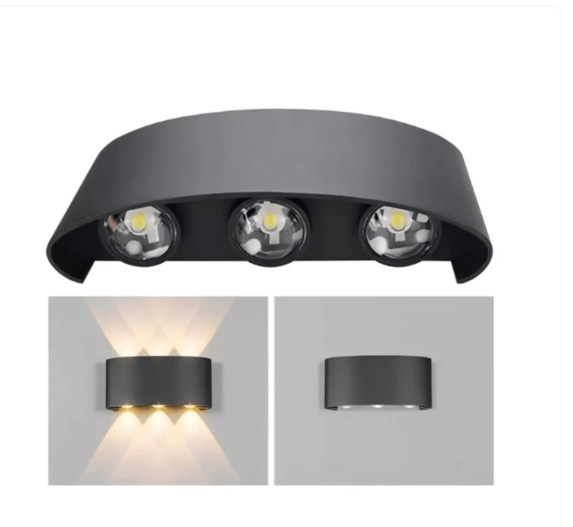 Aplique LED Triple Exterior Muro 6W Luz Cálida IP65 0