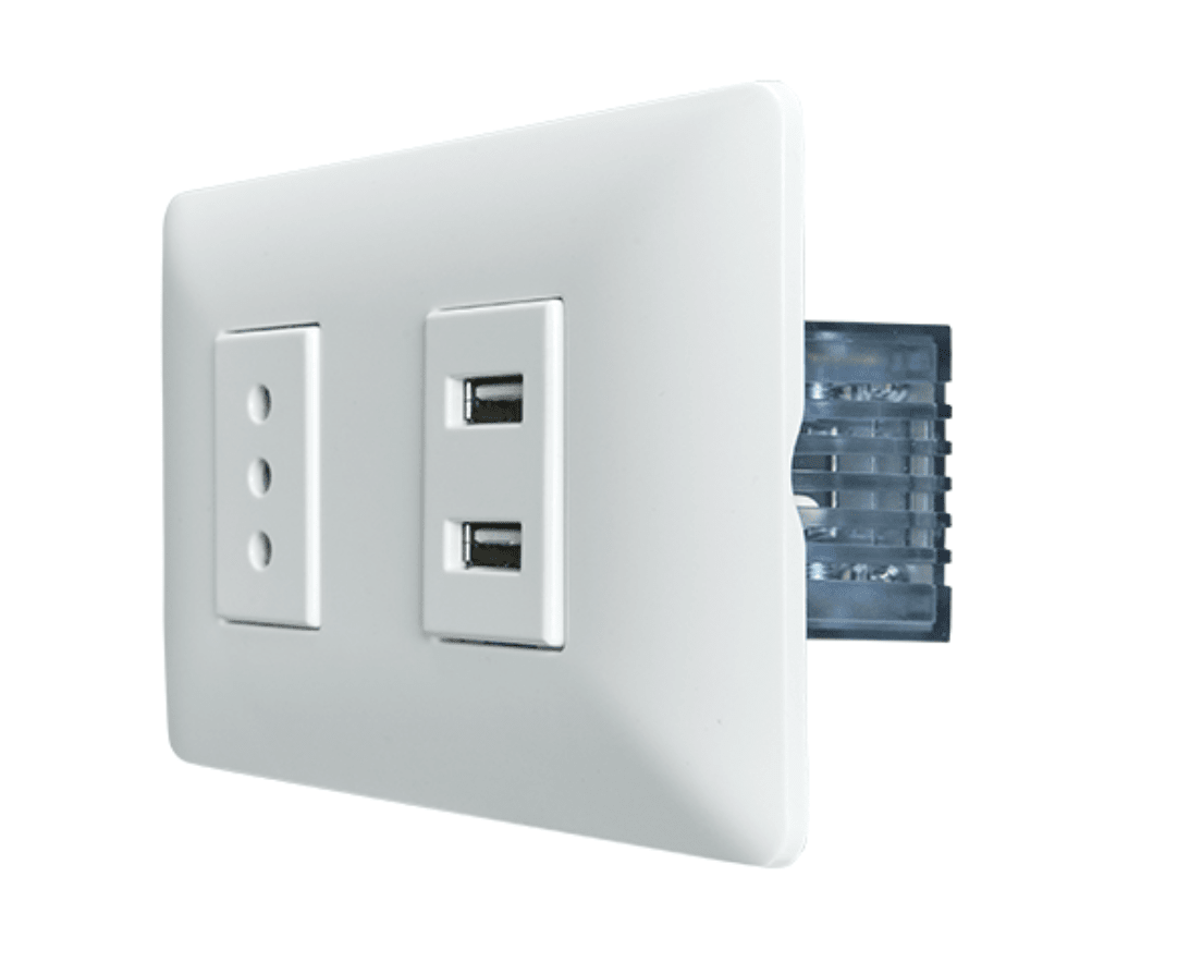 Enchufe Simple 10A 250V + Toma USB2