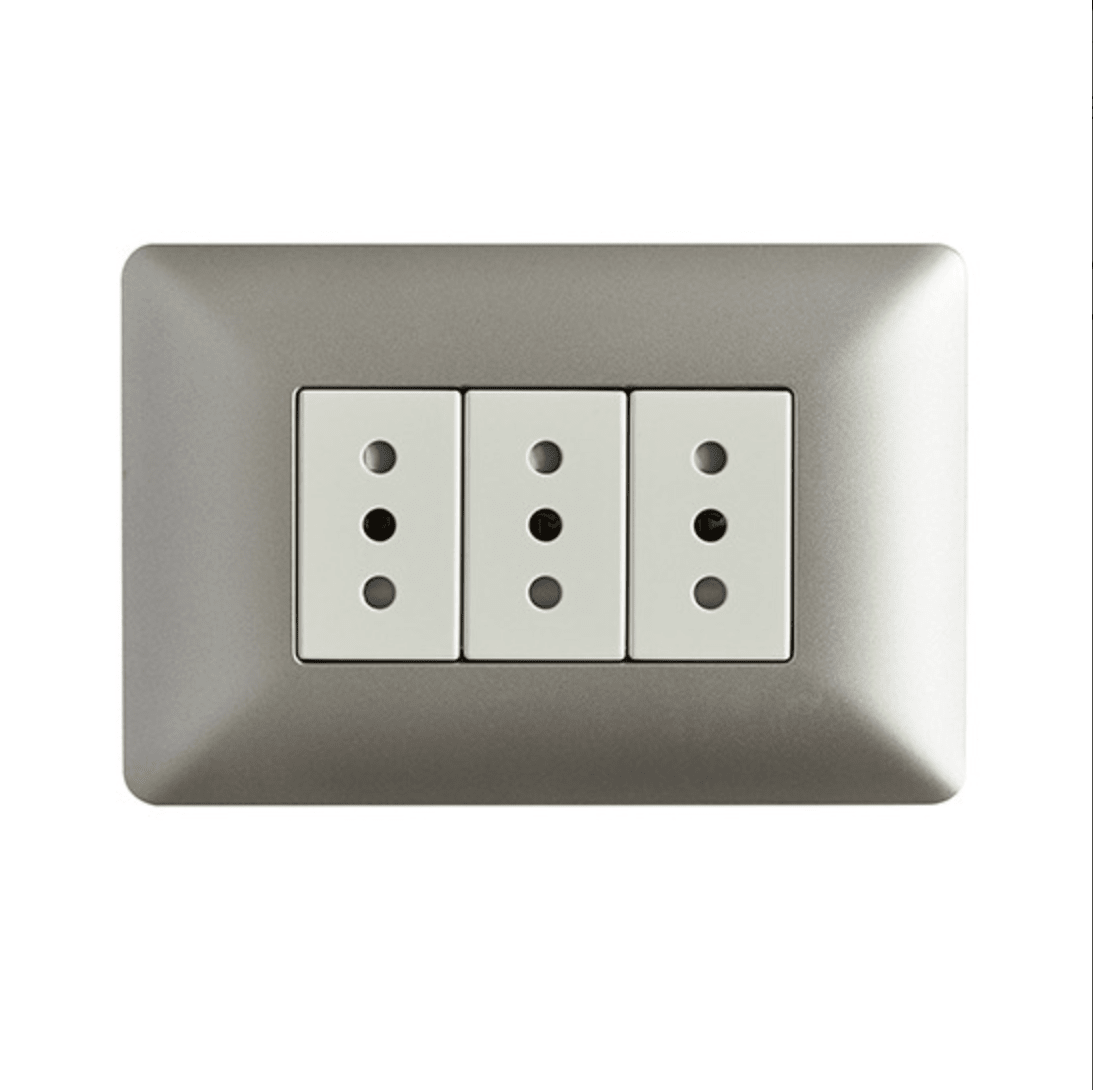 Enchufe Triple Champagne 10A 250V 0