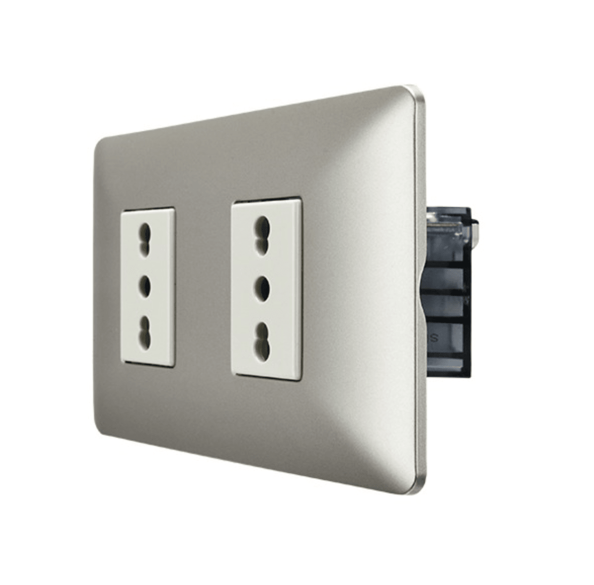 Enchufe Doble Bipaso Champagne 10A/16A 250V Café2