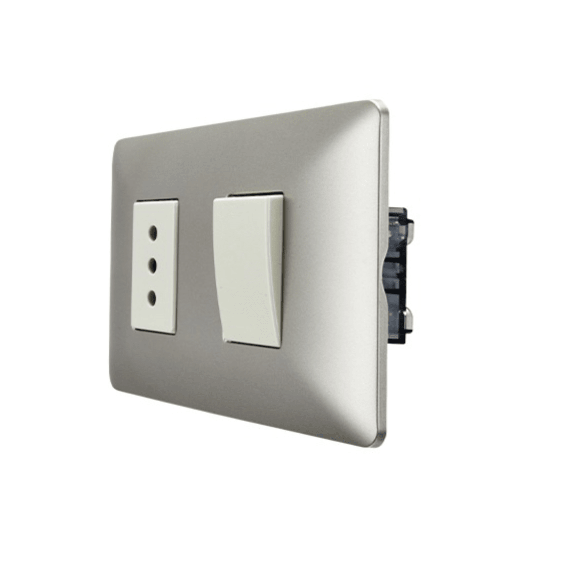 Interruptor Simple + Enchufe Simple Champagne 10A/16A 250V (9/12)2