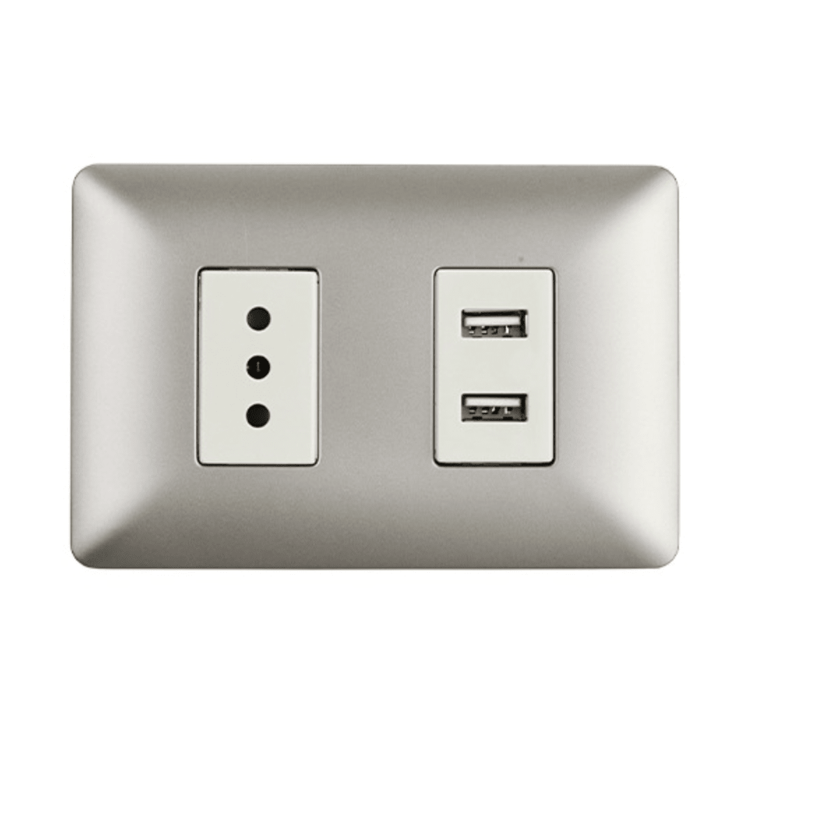 Enchufe Simple + Toma USB Stanford Champagne 10A/16A 250V 0