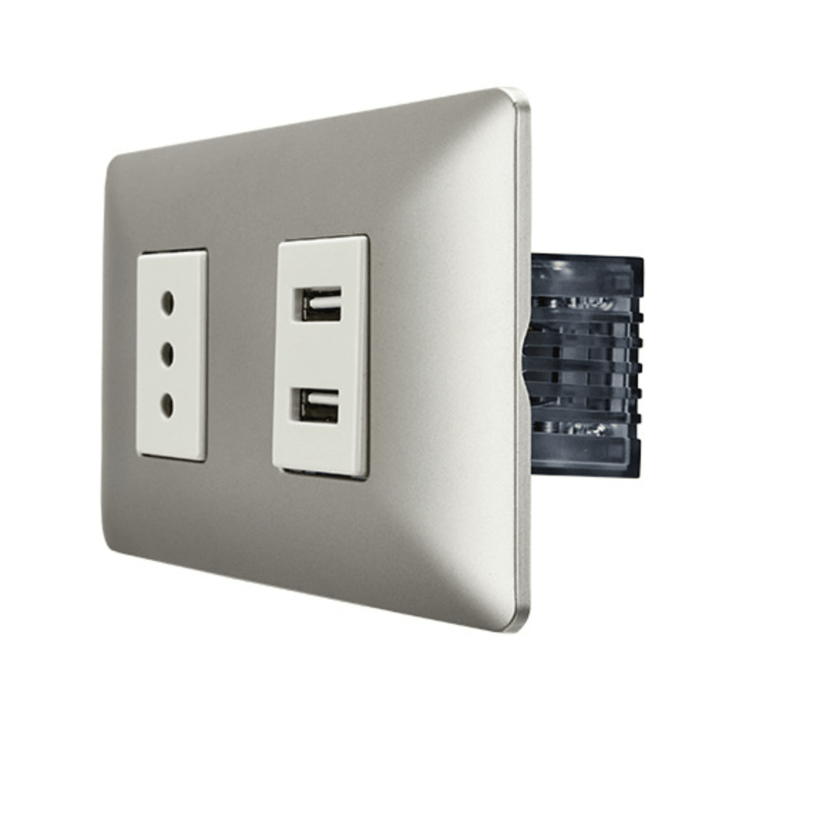 Enchufe Simple + Toma USB Stanford Champagne 10A/16A 250V2
