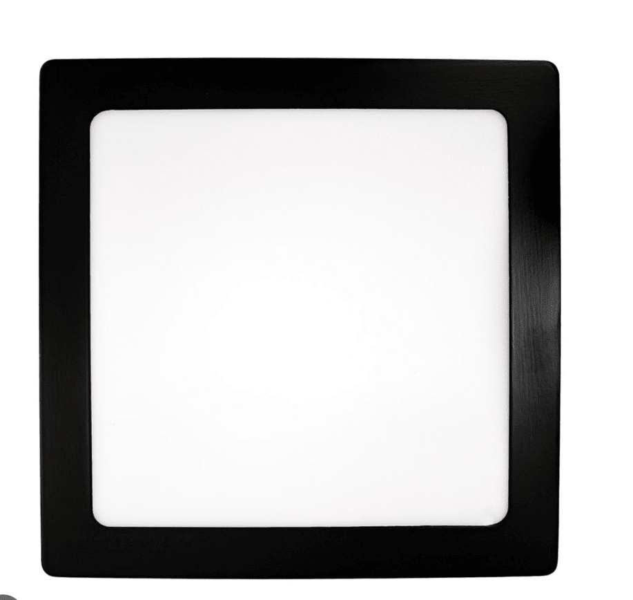 Panel LED Cuadrado Sobrepuesto – 24W Negro | Luz fría 1