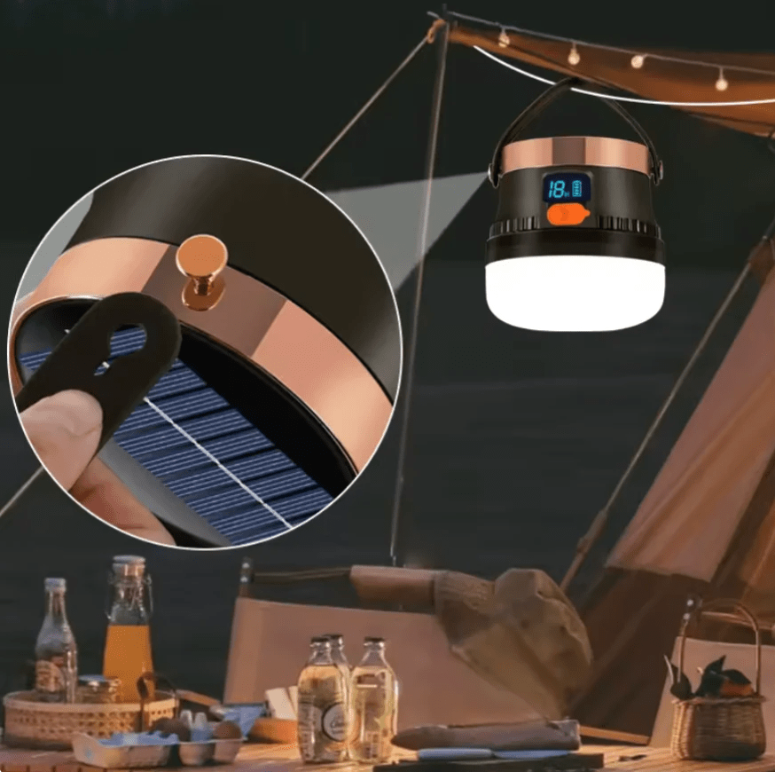 Lámpara Solar Recargable Camping 150W Torchlight | IP65, USB-C y Pantalla Digital4