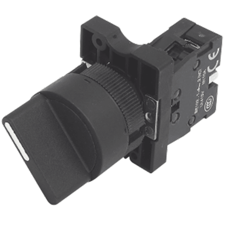 Selector Giratorio de 2 Posiciones (1NO + 1NC) - Maneta Negra1