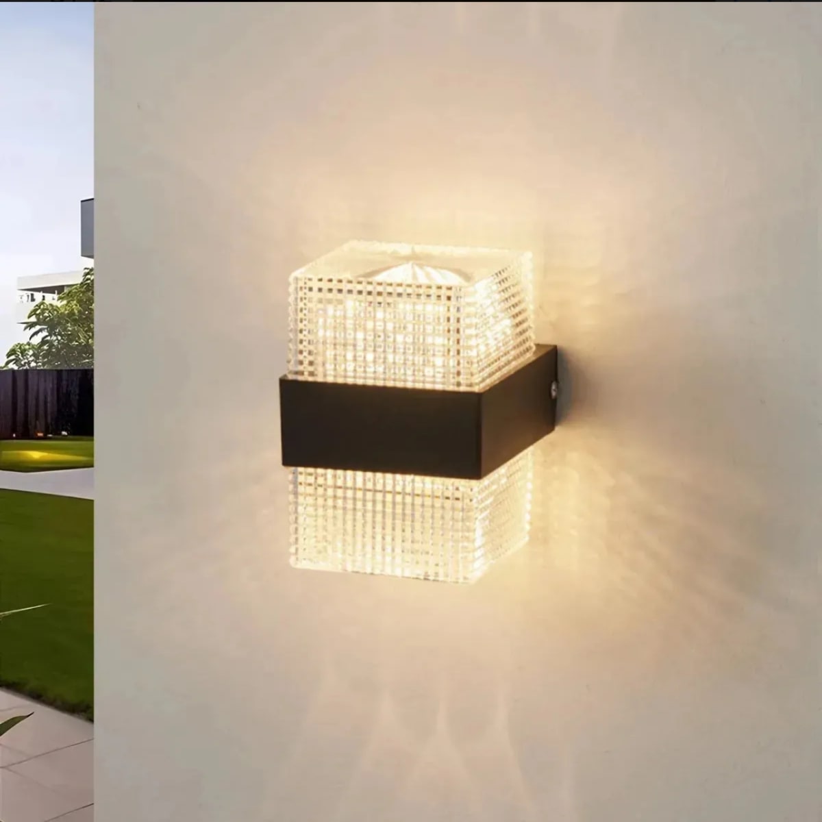 Aplique de Pared Exterior Cubo Acrílico Negro Diseño Diamante 9W IP65 0