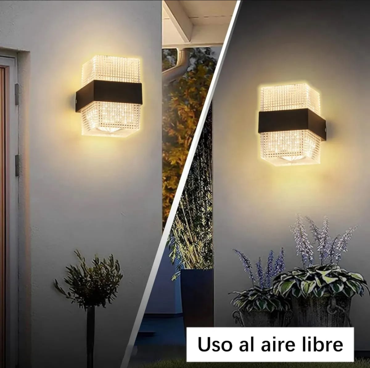Aplique de Pared Exterior Cubo Acrílico Negro Diseño Diamante 9W IP543