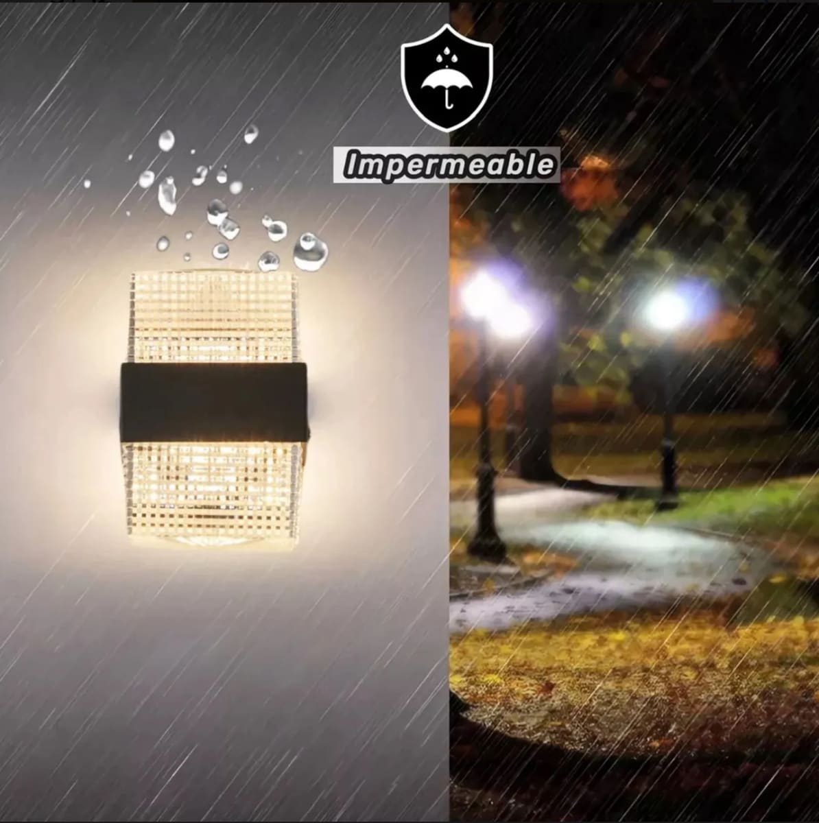 Aplique de Pared Exterior Cubo Acrílico Negro Diseño Diamante 9W IP654