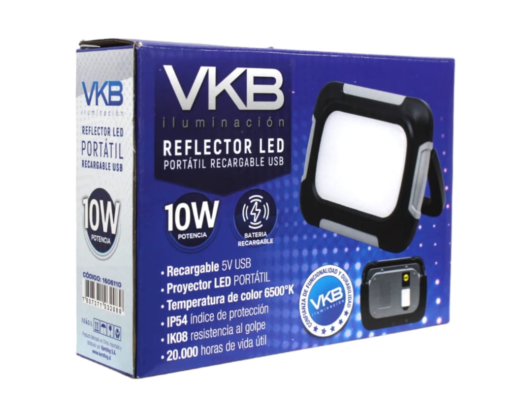 Reflector LED Portátil Recargable 10W VKB | USB-C, Resistente a Golpes (IK08) y 700 Lúmenes3