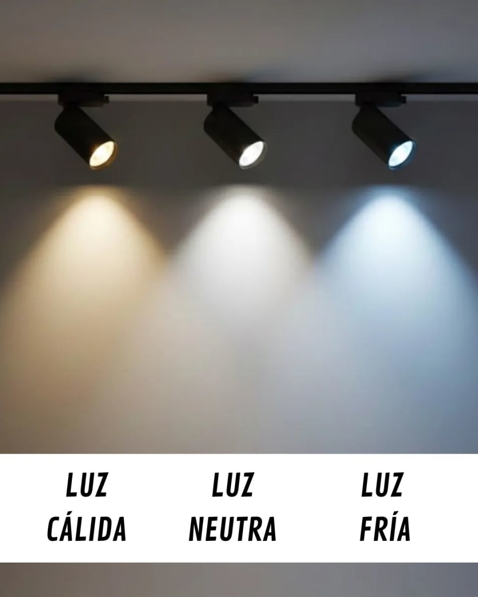 PACK RIEL NEGRO 1MT + FOCO RIEL GU10 NEGRO X 3UND + AMPOLLETA GU10 4000K X 3UND2