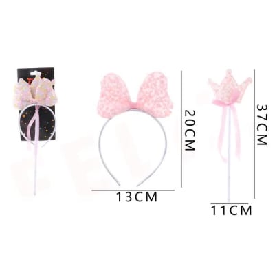 CORONA CINTILLO Y VARITA CORONA ROSADO EN SET FELIZ 6107831