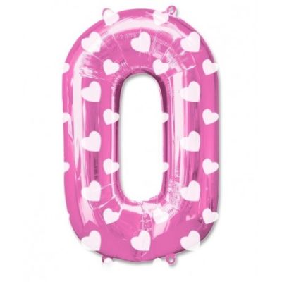 GLOBO N° 0 ROSADO C/CORAZON 46 CM HELIO O AIRE1