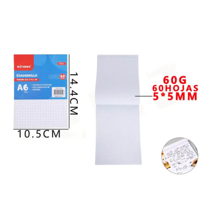 BLOCK CUADRICULADO 5MM 10.5X14.4 A6 60 HJS MOTARRO 2505521