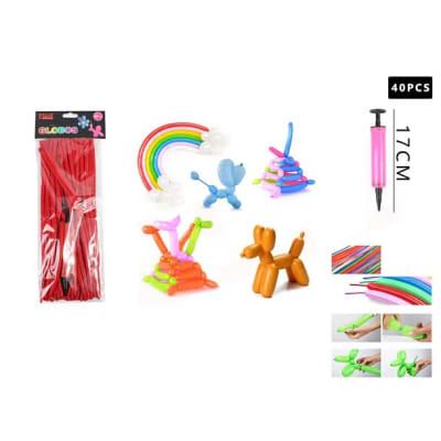 GLOBO LARGO FIGURAS ROJO + INFLA 40 PCS FELIZ GRUPO 6020061