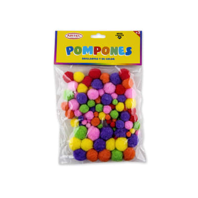 POMPONES DIFERENTES TAMAÑOS Y COLORES 100 UNID. ARTEL 201102521