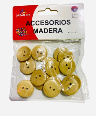 BOTONES DE MADERA NATURAL 2.0 CM 15 PCS DREAM DIY 244641