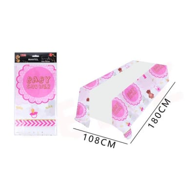 MANTEL PLASTICO BABY SHOWER ROSADO 108X180CM FELIZ 6134281