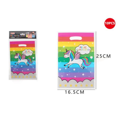 BOLSAS PARA DULCES DE UNICORNIO ARCOIRIS 10PCS FELIZ 6134571