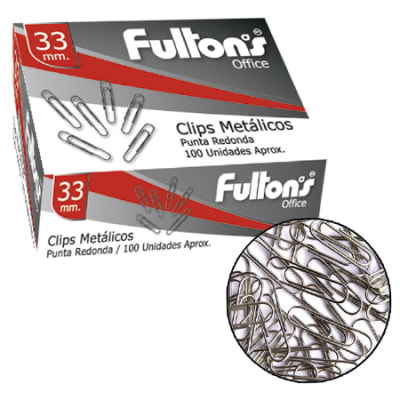 CLIPS METALICO CROMADO 100 UNID. 3 CM FULTONS 1071351