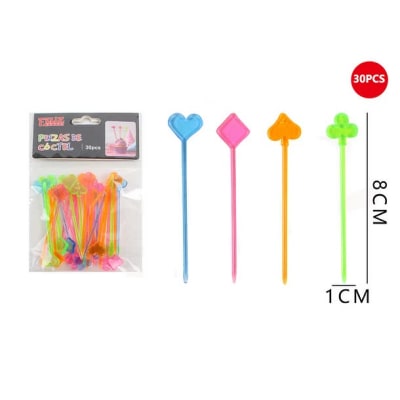 MEZCLADOR DE COCTEL NAIPES 30 PSC COLORES 8 CM FELIZ 6145151