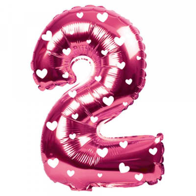 GLOBO N° 2 81 CM METALICO ROSADO/CORAZONES HELIO O AIRE BIG PARTY1