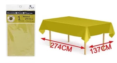MANTEL PLASTICO DORADO 137X274 CM 518351