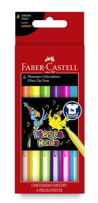 LAPIZ SCRIPTO 6 COLOLRES NEON PUNTA FINA FABER 555304 0204351